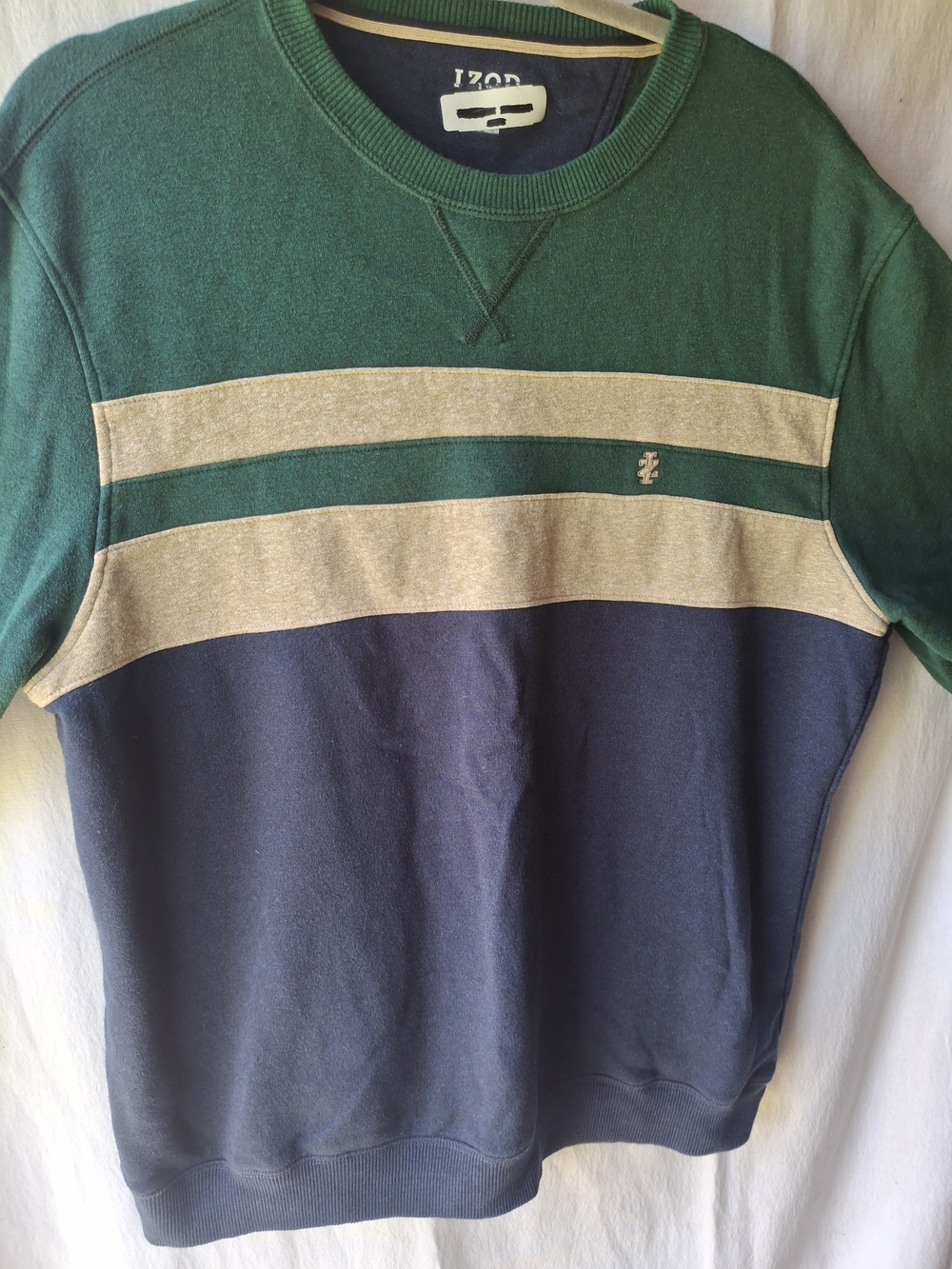 IZOD Green/Navy Colorblock Crewneck Sweatshirt